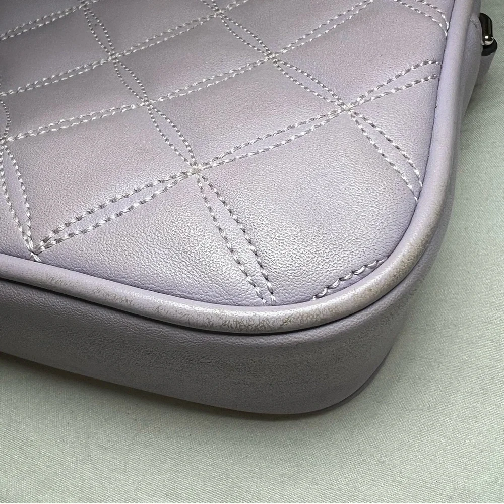 Kate Spade Carey Mini Quilted Crossbody Purse Chain Strap - Lilac / Light Purple